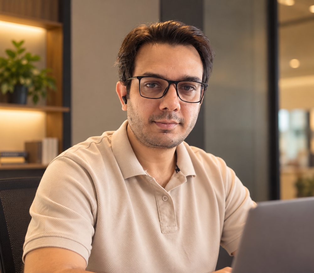 Faisal Iltaf at his desk